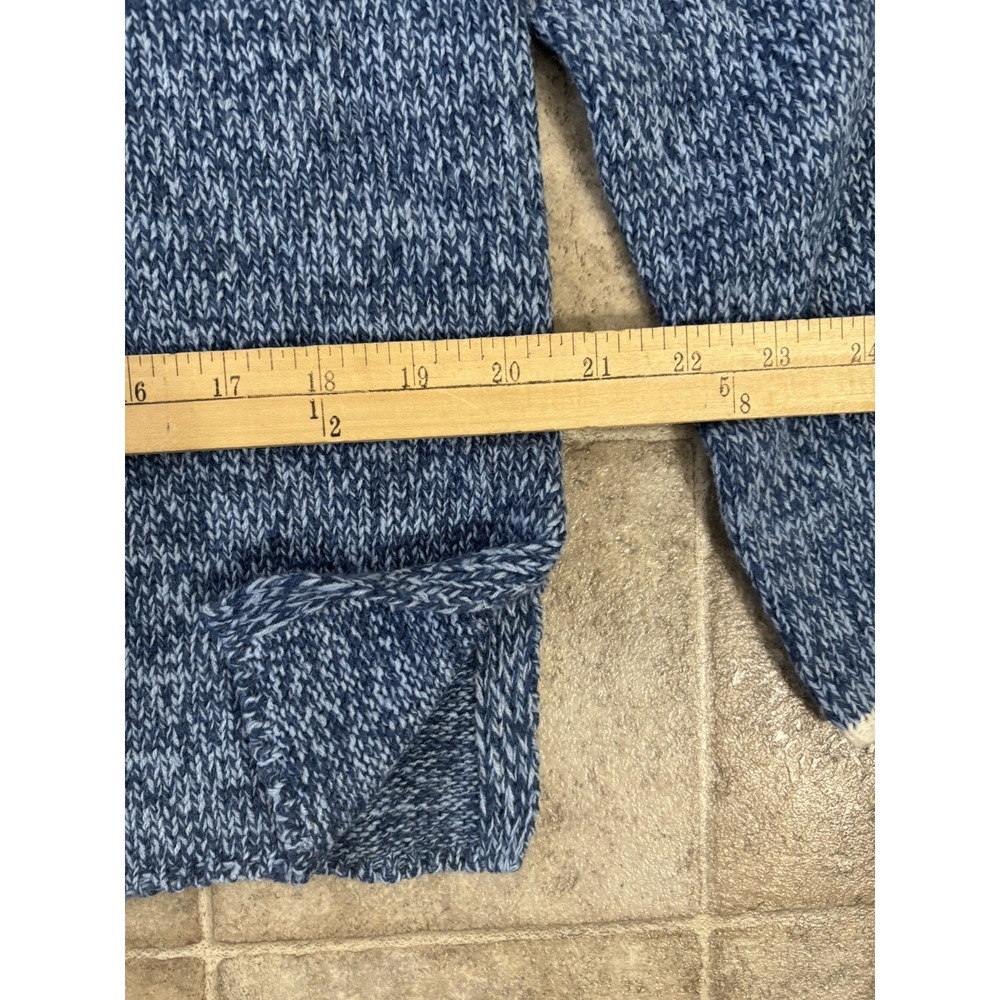 Appleseed's Women Blue W/White Trim Button Detail Mock Neck Sweater Sz L - Picture 5 of 8